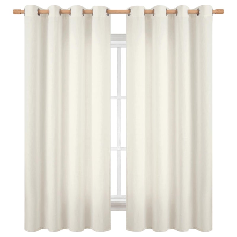 BGment Curtains 63 Inch Length 2 Panels Set for Bedroom  Grommet Thick Linen Look Burlap Textured Light Filtering Privacy Window Drapes for Farmhouse Living Room  52 x 63 Inch  Ivory - Image 1