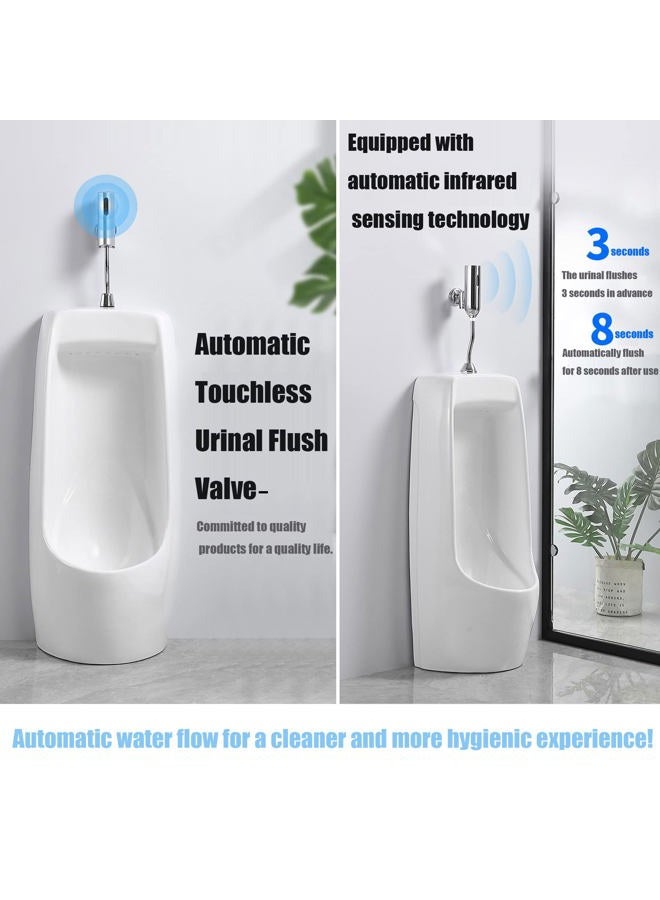 Lychee Light Automatic Touchless Urinal Flush Valve, Motion Sensor Copper, Three Outlet Pipes, Wall Mounted&Adjustable Water Flow, DC 6V, Ideal for Public Restrooms, English Installation Guide - Image 2