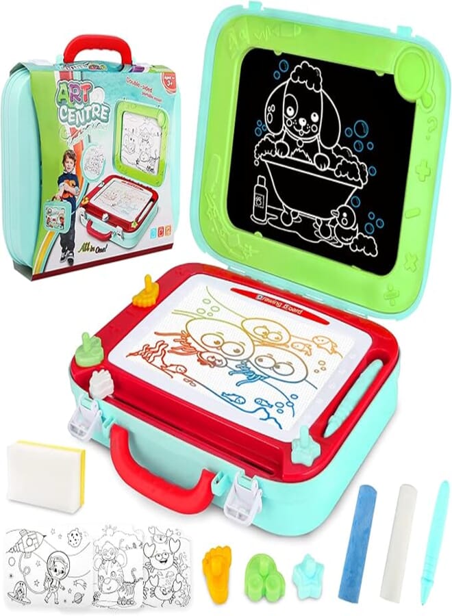 Vanplay Magic Chalkboard for Kids, 2 in 1 Double Sided Easel Drawing Magnetic Doodle Board for Children for 3 4 5 Years