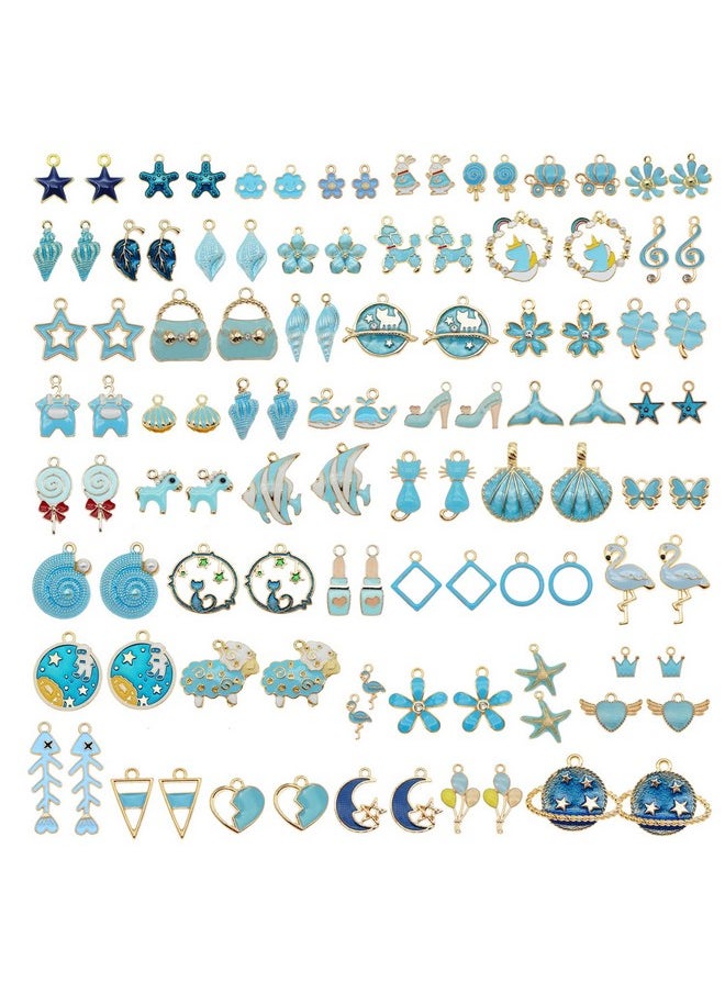 جولي وانغ 60 قطعة 30 Pairs مختلط المينا الأزرق موضوع Charms المعلقات لصنع المجوهرات السائبة مجموعة قلادة أقراط سوار النتائج الحرفية  - Image 1
