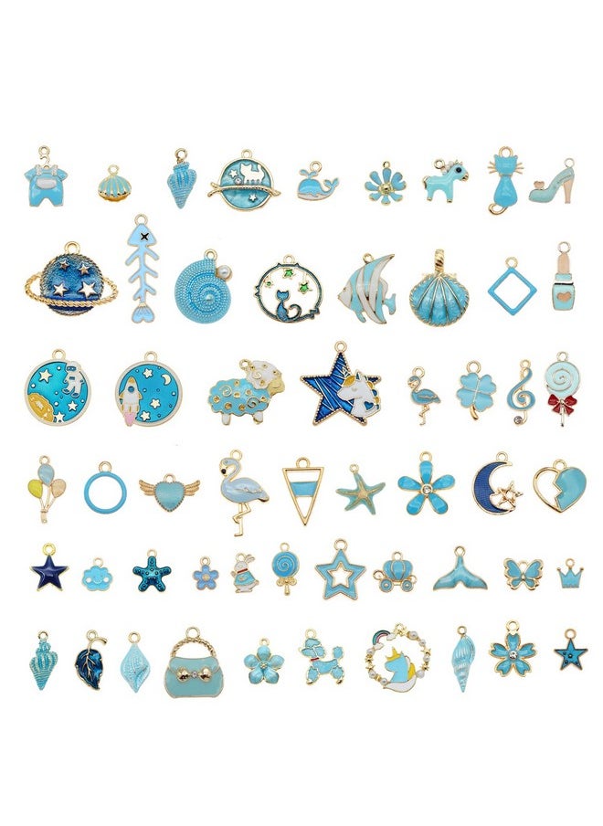 جولي وانغ 60 قطعة 30 Pairs مختلط المينا الأزرق موضوع Charms المعلقات لصنع المجوهرات السائبة مجموعة قلادة أقراط سوار النتائج الحرفية  - Image 2