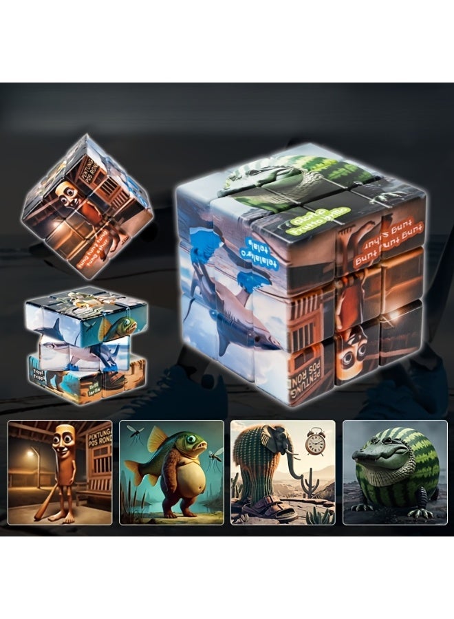 A 1pc exotic-style fun Rubik's Cube with unique illustration design, sturdy and durable, easy to operate, with interesting patterns, an infinitely changeable Rubik's Cube, a toy with educational value and integrating wisdom. - Image 4