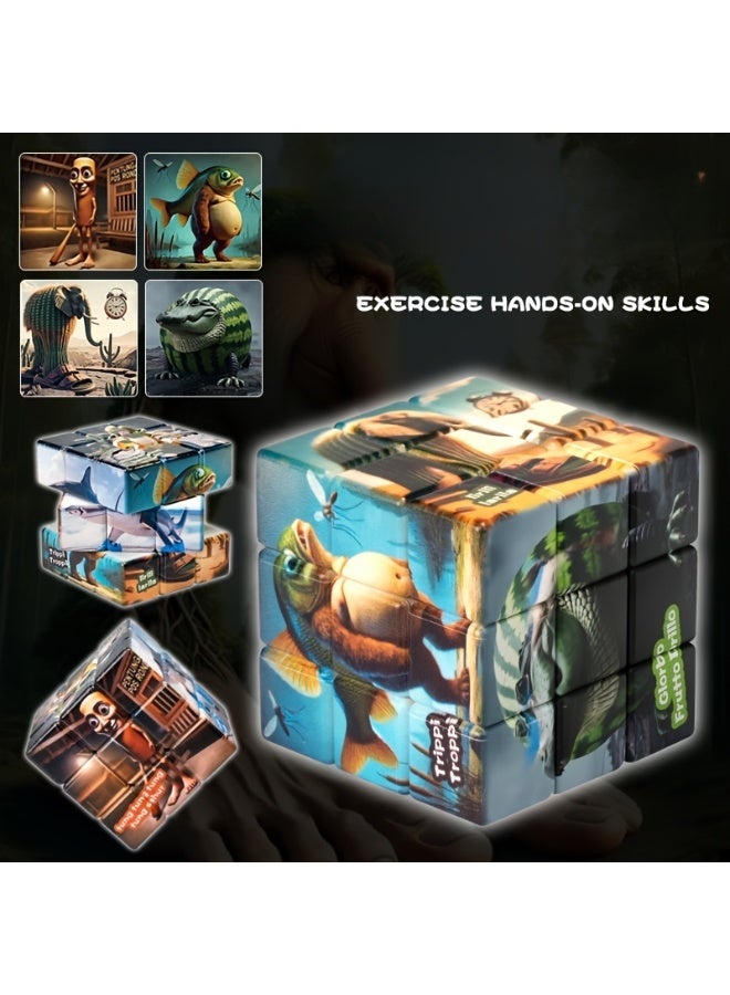 A 1pc exotic-style fun Rubik's Cube with unique illustration design, sturdy and durable, easy to operate, with interesting patterns, an infinitely changeable Rubik's Cube, a toy with educational value and integrating wisdom. - Image 3