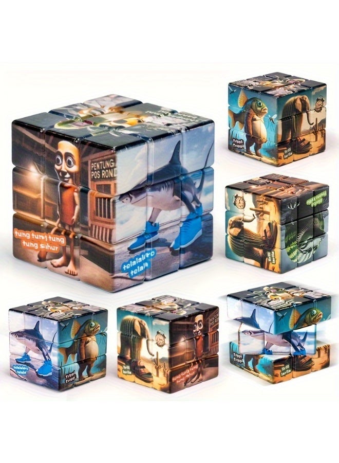 A 1pc exotic-style fun Rubik's Cube with unique illustration design, sturdy and durable, easy to operate, with interesting patterns, an infinitely changeable Rubik's Cube, a toy with educational value and integrating wisdom. - Image 2