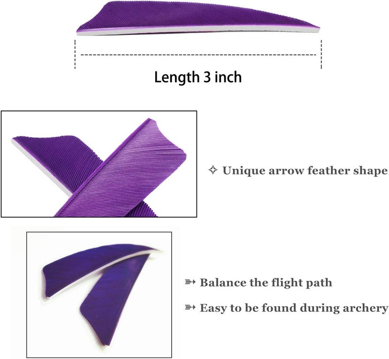 MS JUMPPER Arrows 3 Inch Real Feathers Fletching with Shield Cut for DIY Hunting Shooting Shafts (36 Pack) - Image 2