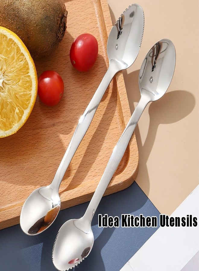 Ouliget Double End Grapefruit Spoons,Stainless Steel Fruit Spoon Utensil Set,Serrated Edges Ice Cream Scrape Cut Spoons For Fruit Dessert Cheese Vegetables,2 Pieces - Image 3