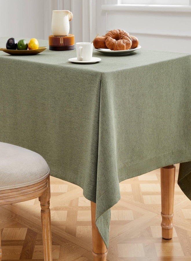 ZeeMart Basic Linen Textured Table Cloth, 60 x 84 Inch Olive, Farmhouse Style Green Rectangle Tablecloth, Wrinkle Resistant Washable Heavy Weight TableCloths - Image 4