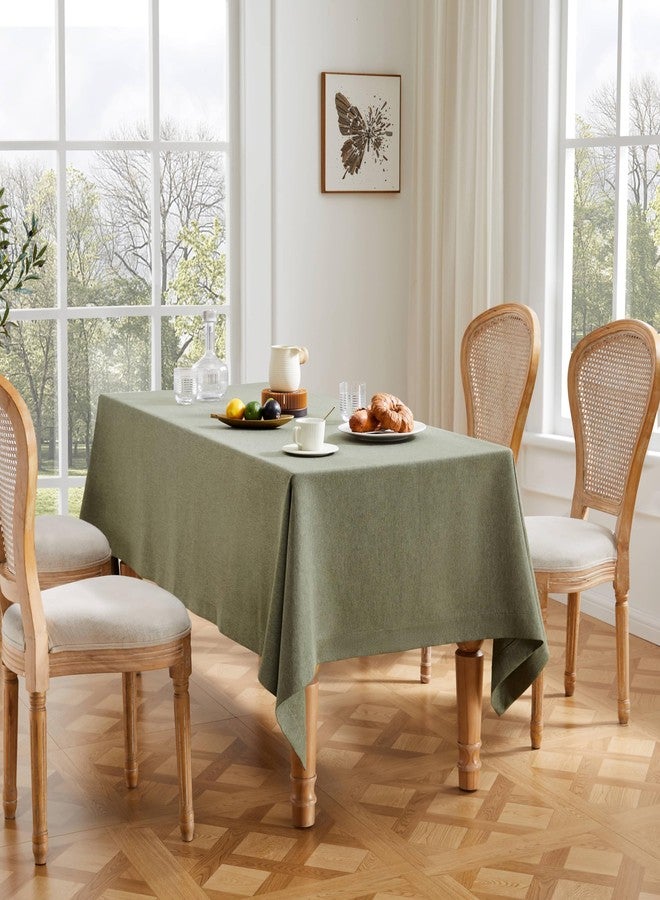 ZeeMart Basic Linen Textured Table Cloth, 60 x 84 Inch Olive, Farmhouse Style Green Rectangle Tablecloth, Wrinkle Resistant Washable Heavy Weight TableCloths - Image 1