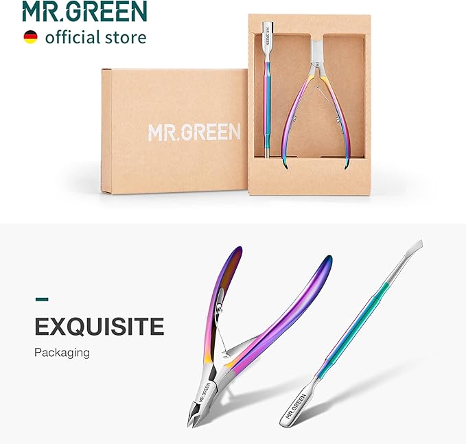 مقص الجلد MRGREEN من الفولاذ المقاوم للصدأ مع قاطع للجلد لصالون وبيت العناية بالأظافر ومجموعة العناية بالقدمين مع قاطع لؤلؤي