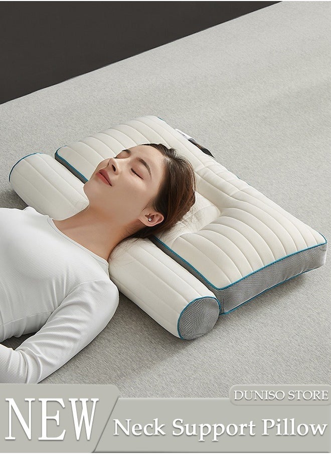 DUNISO وسادة مريحة ergonomics 1PCS لتخفيف الألم وسادة سرير للنوم، ergonomics طبية عنق للرقبة وألم الكتف، للنائم على الجنب والظهر والمعدة  - Image 1