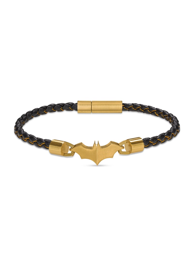POLICE Batarang Limited Edition Black and Gold Leather Bracelet For Men  - Image 1