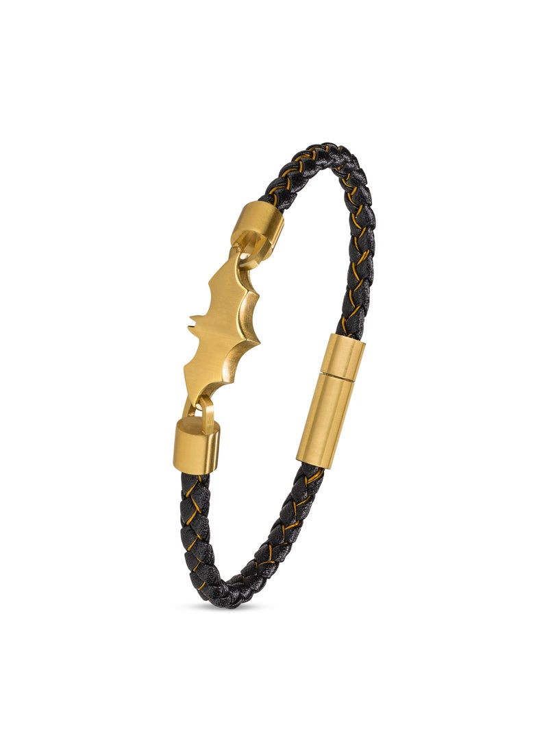POLICE Batarang Limited Edition Black and Gold Leather Bracelet For Men  - Image 2