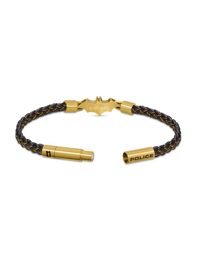 POLICE Batarang Limited Edition Black and Gold Leather Bracelet For Men  - Image 4
