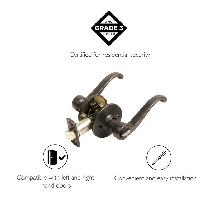 Design House Scroll Door Knob - Privacy Door Lever, 2-Way Latch for Interior Doors - Door Handle, Door Hardware & Locks, Door Levers - Oil Rubbed Bronze - 791632 - Image 3