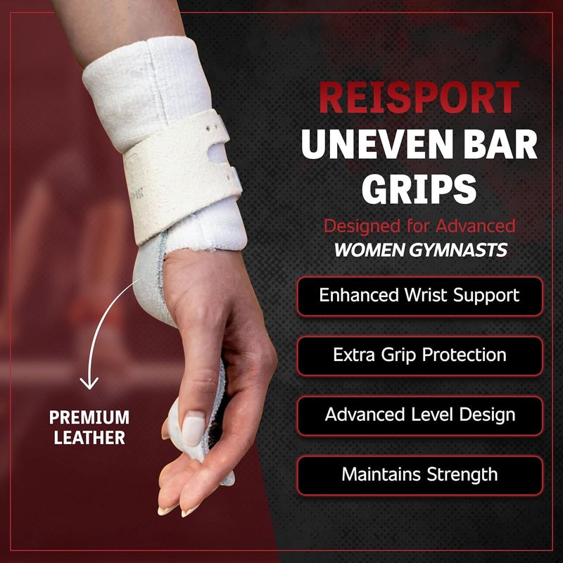 Reisport Uneven Bar Gymnastics Grips for Women - Premium Leather Hand Grips for Gymnastics Bars - Gymnastics Equipment & Accessories for Advanced Gymnasts - Image 2