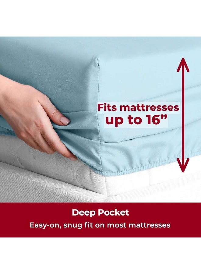 Mellanni Twin Sheets Set  3 PC Iconic Collection Bedding  Hotel Luxury Extra Soft Cooling Bed Sheets  Wrinkle Fade Stain Resistant Twin Aqua - Image 2