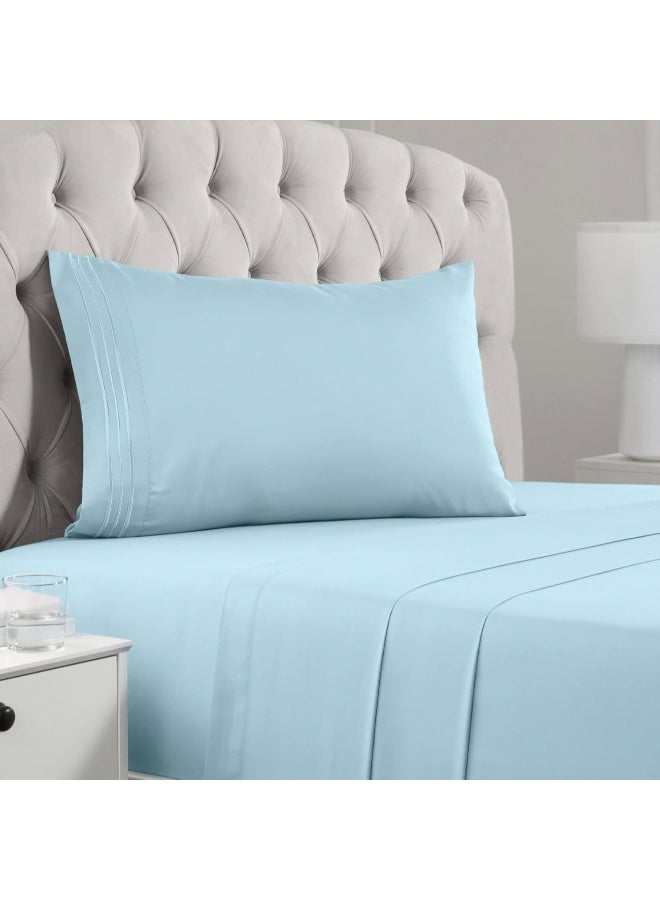Mellanni Twin Sheets Set  3 PC Iconic Collection Bedding  Hotel Luxury Extra Soft Cooling Bed Sheets  Wrinkle Fade Stain Resistant Twin Aqua - Image 4