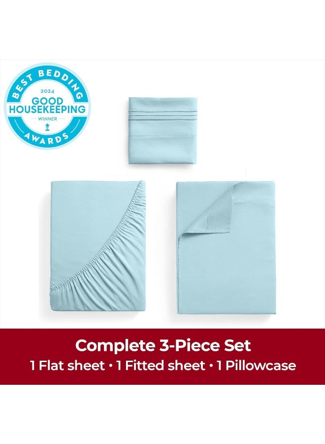 Mellanni Twin Sheets Set  3 PC Iconic Collection Bedding  Hotel Luxury Extra Soft Cooling Bed Sheets  Wrinkle Fade Stain Resistant Twin Aqua - Image 5