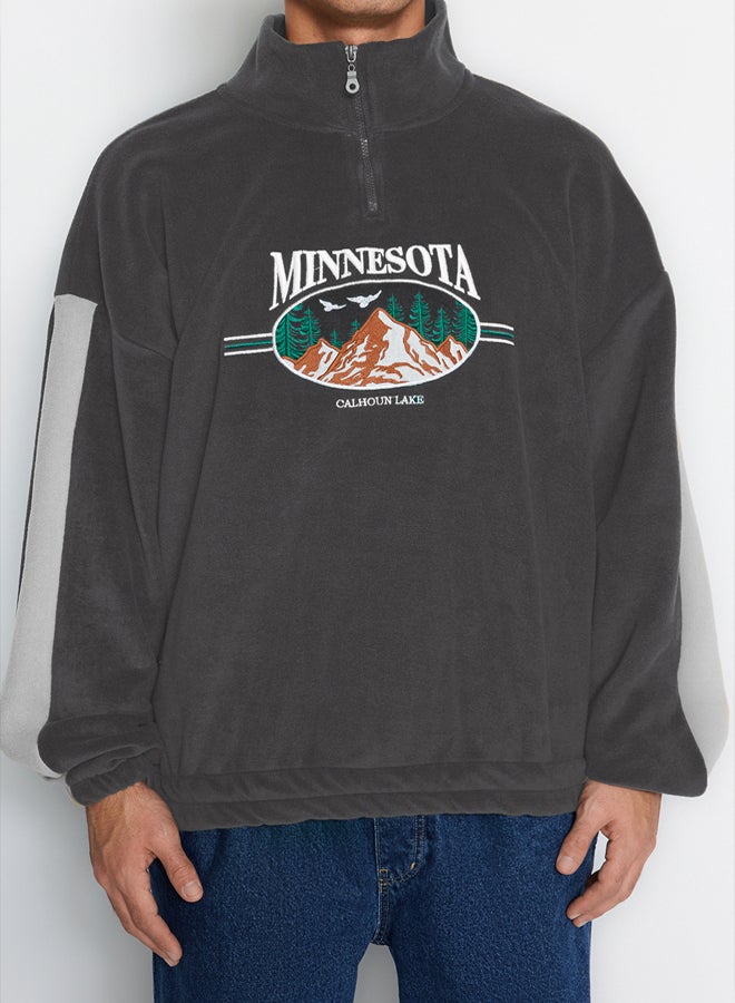 trendyol سويت شيرت بولار مضاد للتقشر بقلنسوة وقصة واسعة/فضفاضة للرجال والنساء - Image 5