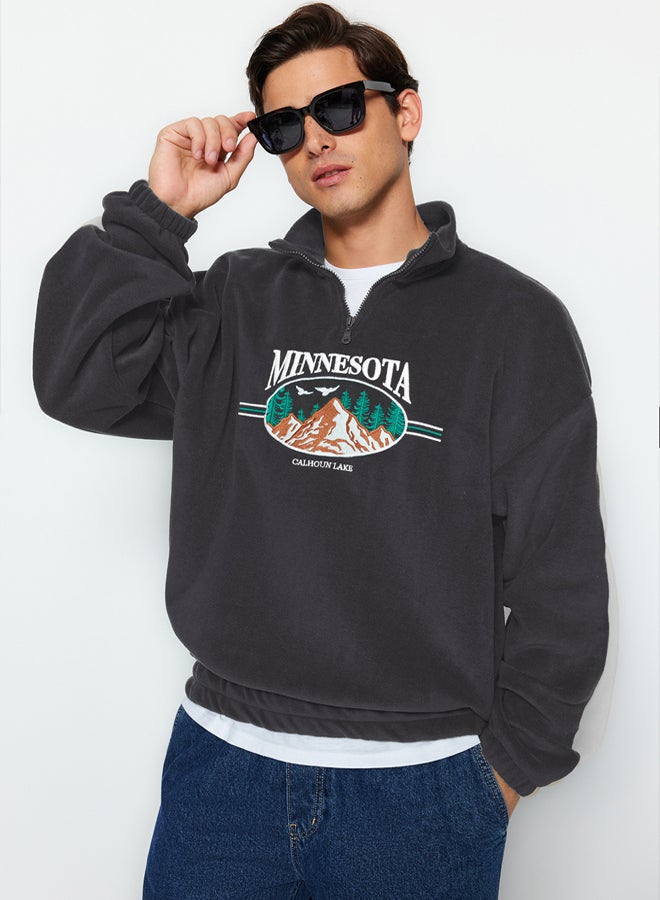 trendyol سويت شيرت بولار مضاد للتقشر بقلنسوة وقصة واسعة/فضفاضة للرجال والنساء - Image 1