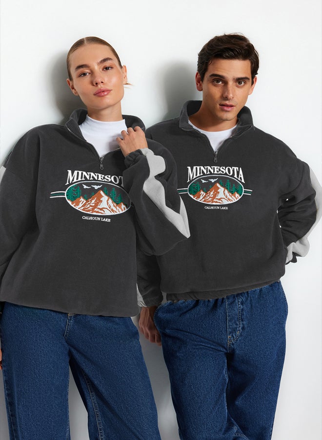 trendyol سويت شيرت بولار مضاد للتقشر بقلنسوة وقصة واسعة/فضفاضة للرجال والنساء - Image 3