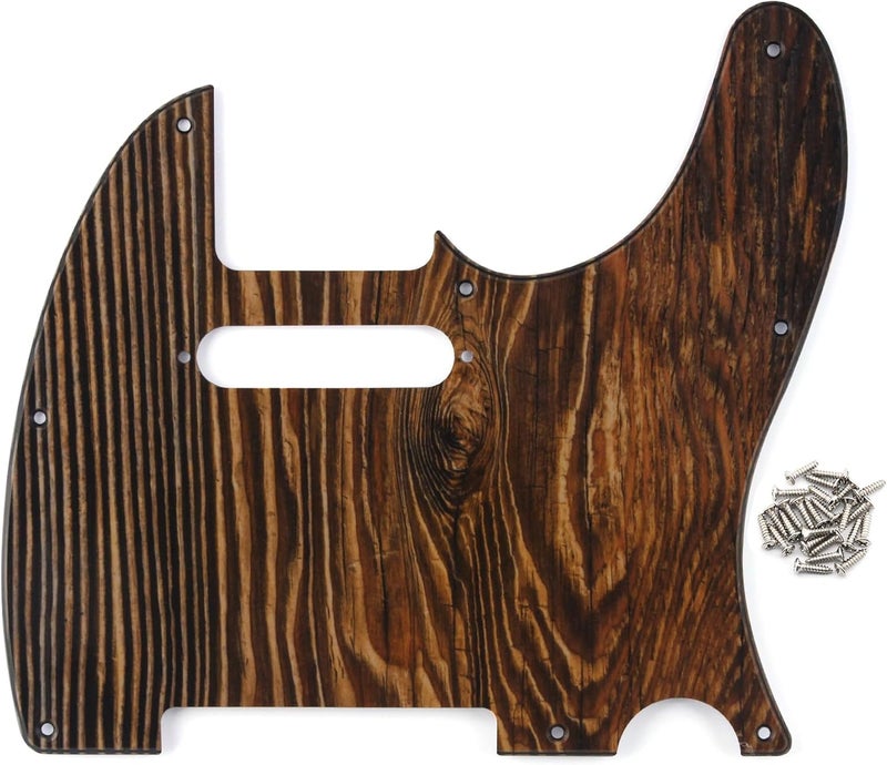 FLEOR 8 Hole TL Pickguard Scratch Plate with Pickguard Screws Set Fit USA/MX Standard TL Style Pickguard Replacement, 3Ply Wood Color - Image 1