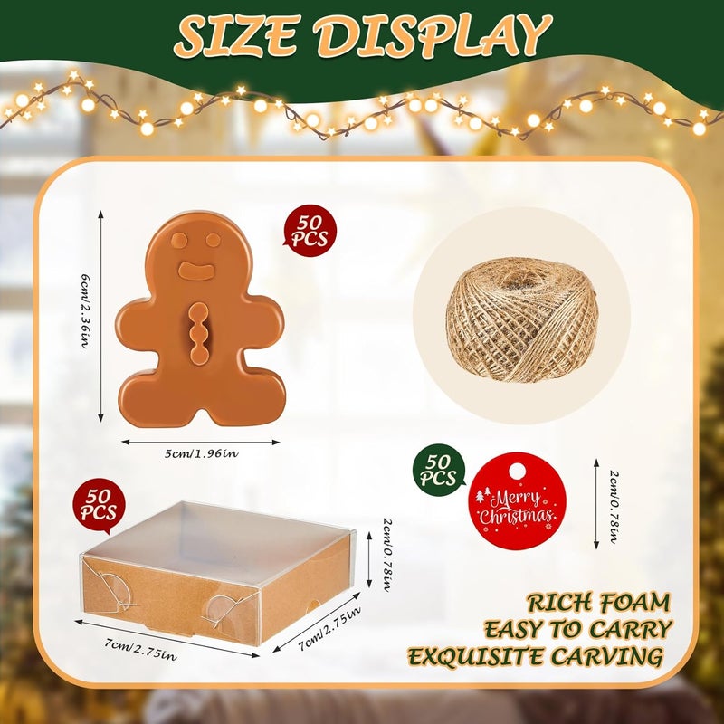 Maxcheck مجموعة هدايا صابون بار عيد الميلاد ماكس تشيك 50 مجموعة صابون يدوي الصنع شجرة جورب خبز الزنجبيل رقاقات الثلج صابون الجسم مع صندوق فاخر هدايا عيد الميلاد للضيوف خبز الزنجبيل - Image 3