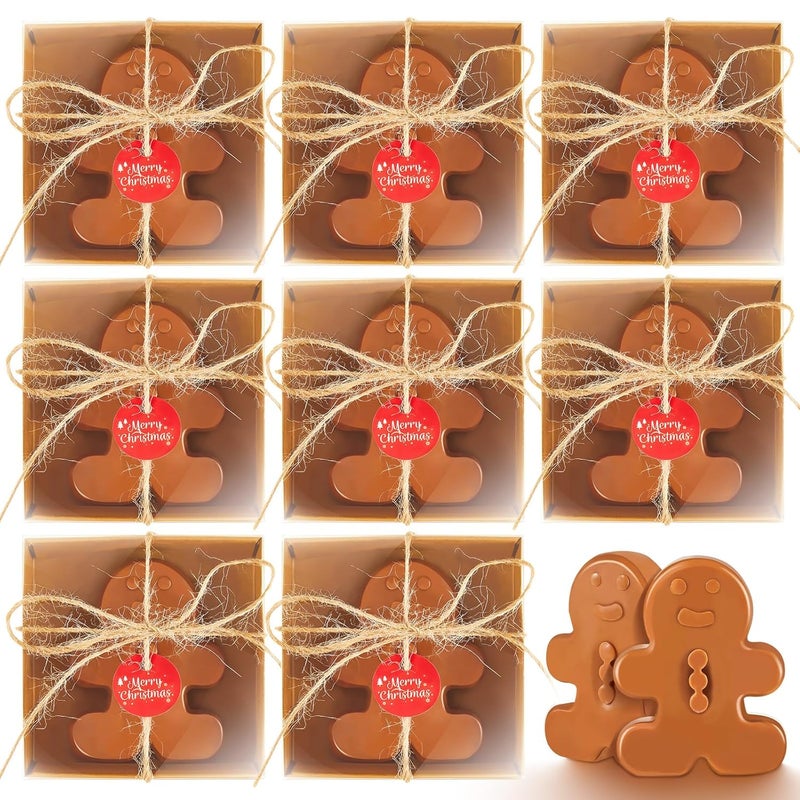 Maxcheck مجموعة هدايا صابون بار عيد الميلاد ماكس تشيك 50 مجموعة صابون يدوي الصنع شجرة جورب خبز الزنجبيل رقاقات الثلج صابون الجسم مع صندوق فاخر هدايا عيد الميلاد للضيوف خبز الزنجبيل - Image 1