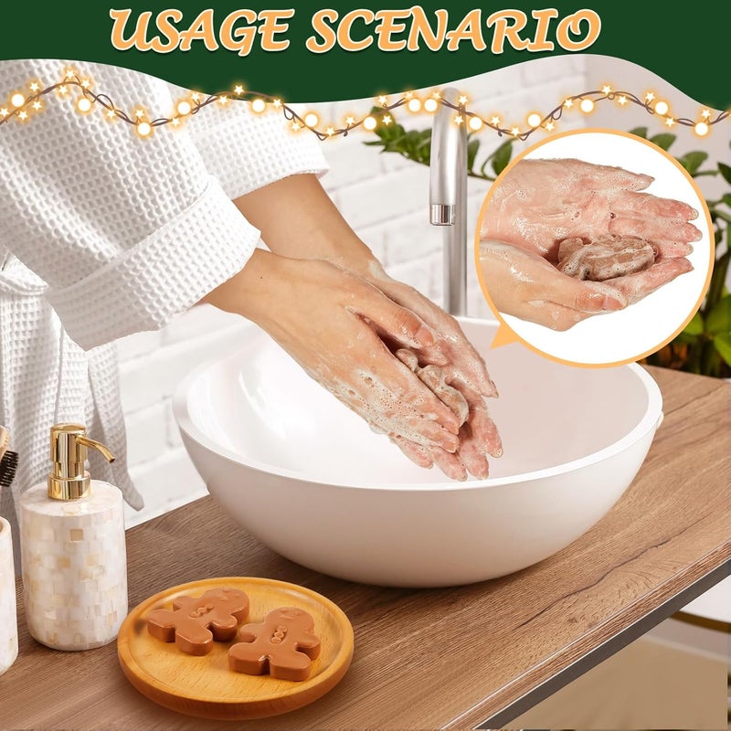 Maxcheck مجموعة هدايا صابون بار عيد الميلاد ماكس تشيك 50 مجموعة صابون يدوي الصنع شجرة جورب خبز الزنجبيل رقاقات الثلج صابون الجسم مع صندوق فاخر هدايا عيد الميلاد للضيوف خبز الزنجبيل - Image 4