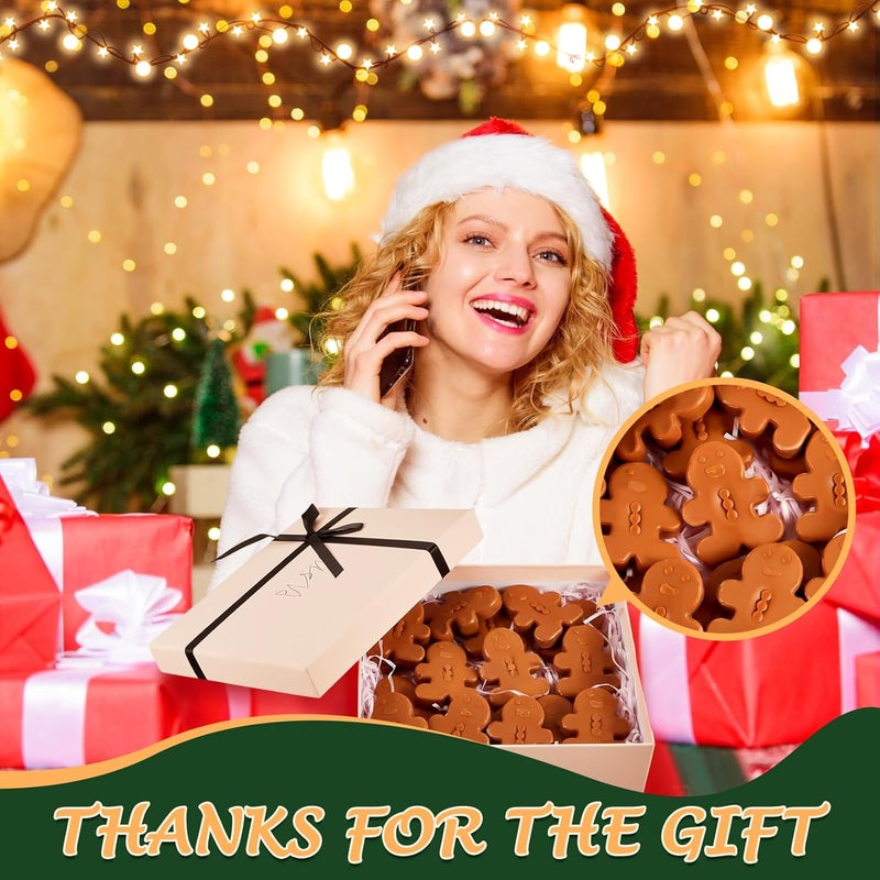 Maxcheck مجموعة هدايا صابون بار عيد الميلاد ماكس تشيك 50 مجموعة صابون يدوي الصنع شجرة جورب خبز الزنجبيل رقاقات الثلج صابون الجسم مع صندوق فاخر هدايا عيد الميلاد للضيوف خبز الزنجبيل - Image 5