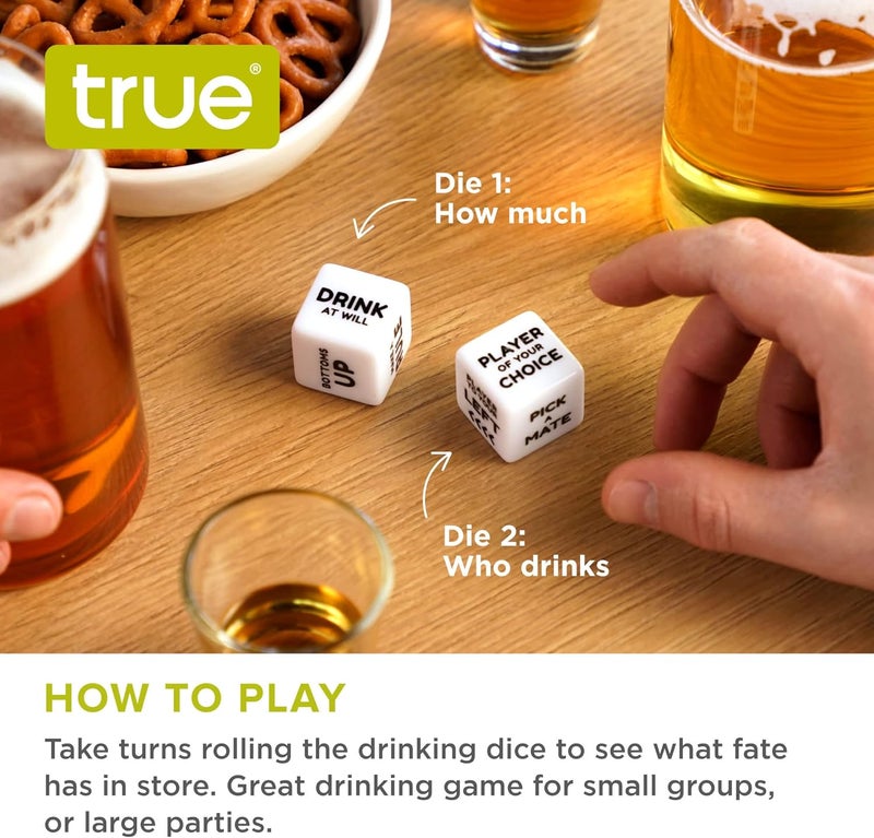 True Drinking Dice - Adult Party Games Drinking - Fun Drinking Games for Parties - Includes 2 Dice with Instructions - 2+ Players Dice Drinking Game - Image 2