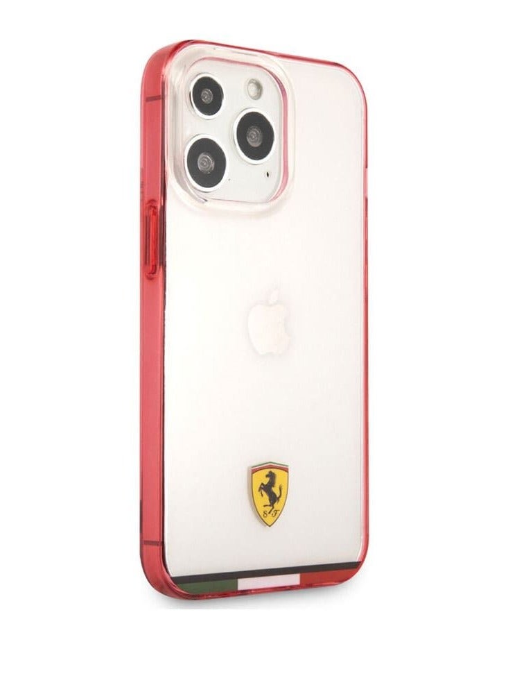 devia Ferrari Italia Stripe Transparent Hard Case Print Logo For iPhone 13 Pro (6.1") - Red - Image 2