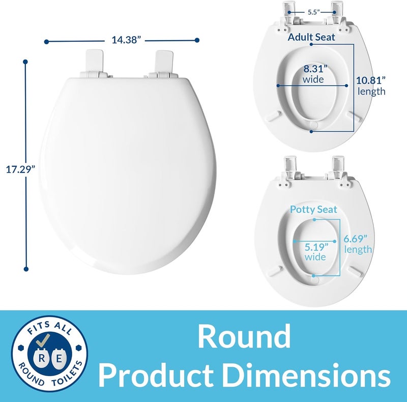 Mayfair NextStep2 Toilet Seat with Toddler Potty Training Seat BuiltIn Slow Close Easy Clean Magnetic Removable Kids Seat Made in USA ROUND White - Image 3
