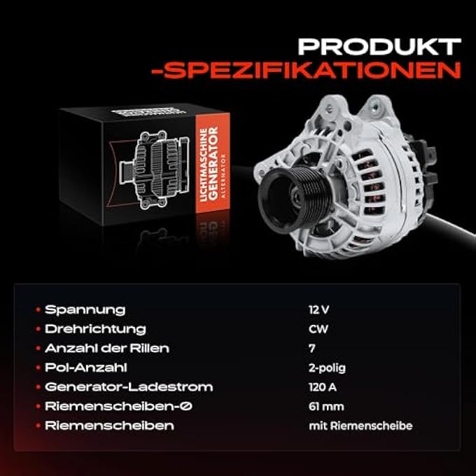 Frankberg Alternator Generator 2-Pin Compatible with Golf IV 1J1 1.6L-3.2L A3 8L1 8P1 1.6L-1.9L 1997-2004 A6 4B2 C5 1.9L 2001-2004 Ibiza II 6K1 6L1 1.4L-1. 9L 1999 6-2008 Replace# 021903025K - Image 4