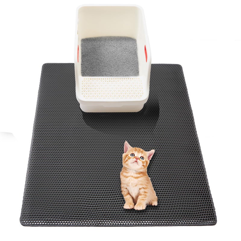USHARP Large Cat Litter Box Mat,35"X 25" Litter Trapping Mat for indoor Cat, Litter box Mat for Floor, 2 Layer Litterbox Catcher Rug for Kitty Pet,Waterproof Urine Proof, Clean Easily, Non-Slip - Image 1