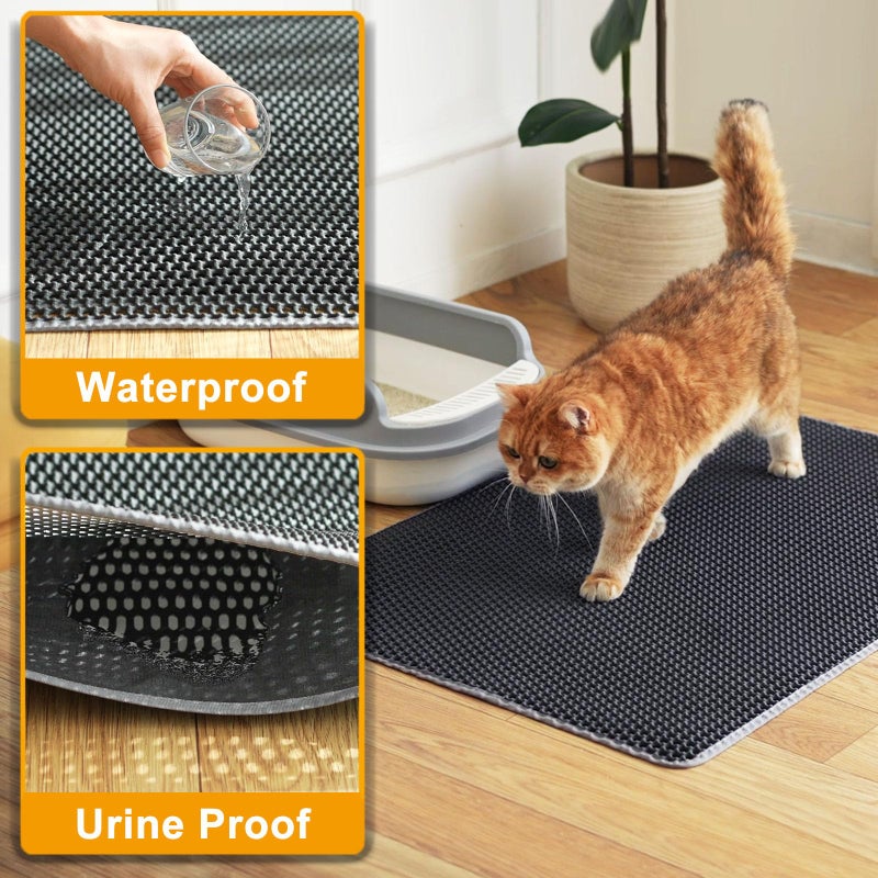 USHARP Large Cat Litter Box Mat,35"X 25" Litter Trapping Mat for indoor Cat, Litter box Mat for Floor, 2 Layer Litterbox Catcher Rug for Kitty Pet,Waterproof Urine Proof, Clean Easily, Non-Slip - Image 5