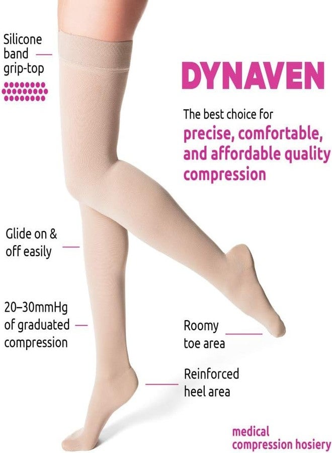 sigvaris DYNAVEN by SIGVARIS Women's Compression Thigh-Highs, 20-30mmHg - Closed Toe with Grip-Top for a Secure Fit - Light Beige - Image 2