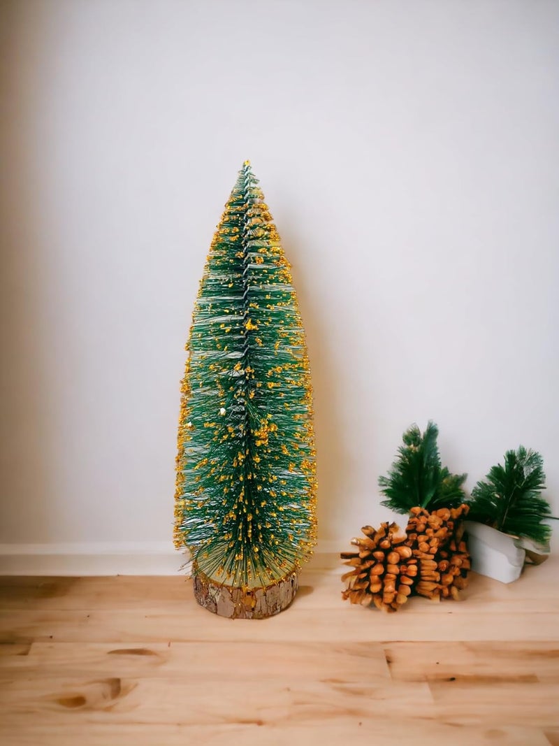 SESONBY SESONBY 2 Pcs One Feet Golden Glitter Artificial Tabletop Christmas Pine Tree for Holiday Home Office Decoration Christmas Tree Table Small Xmas TreeTable Top Christmas Tree  - Image 2