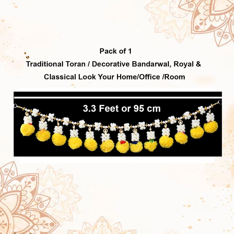 Natali Traders Toran for Main Door Entrance Marigold Garlands Genda FlowerMogra Toran for Pooja Room Diwali Decoration Pooja Room House Warming Wedding Haldi - Image 2
