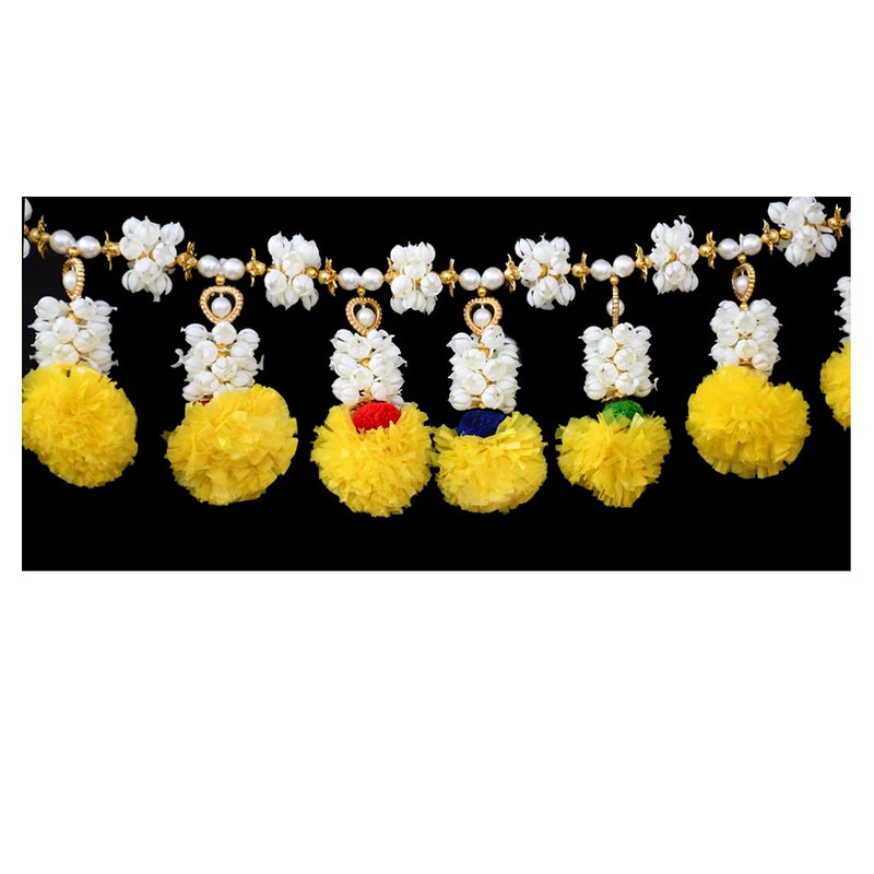 Natali Traders Toran for Main Door Entrance Marigold Garlands Genda FlowerMogra Toran for Pooja Room Diwali Decoration Pooja Room House Warming Wedding Haldi - Image 4