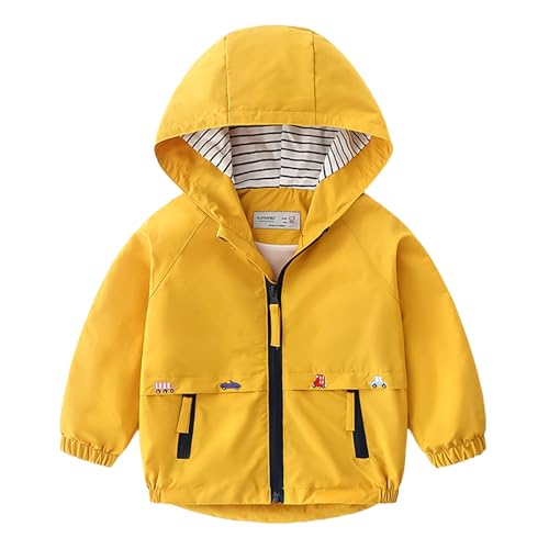 Volunboy Toddler Boys Windbreaker Casual Outerwear Kids Lightweight Zip Hooded Jacket Baby Cute Dust Coat (Yellow, 2-3T) - Image 1