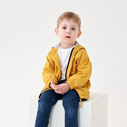 Volunboy Toddler Boys Windbreaker Casual Outerwear Kids Lightweight Zip Hooded Jacket Baby Cute Dust Coat (Yellow, 2-3T) - Image 4