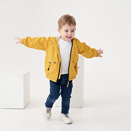 Volunboy Toddler Boys Windbreaker Casual Outerwear Kids Lightweight Zip Hooded Jacket Baby Cute Dust Coat (Yellow, 2-3T) - Image 3