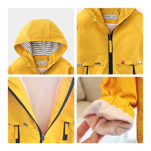 Volunboy Toddler Boys Windbreaker Casual Outerwear Kids Lightweight Zip Hooded Jacket Baby Cute Dust Coat (Yellow, 2-3T) - Image 2