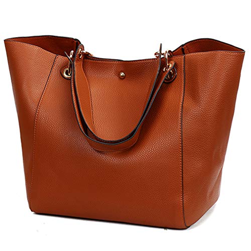 Pahajim Large Capacity Work Tote Bag for Women Ladies Bucket Purses and Handbags Designer Travel Shoulder purse (brown) - Image 1