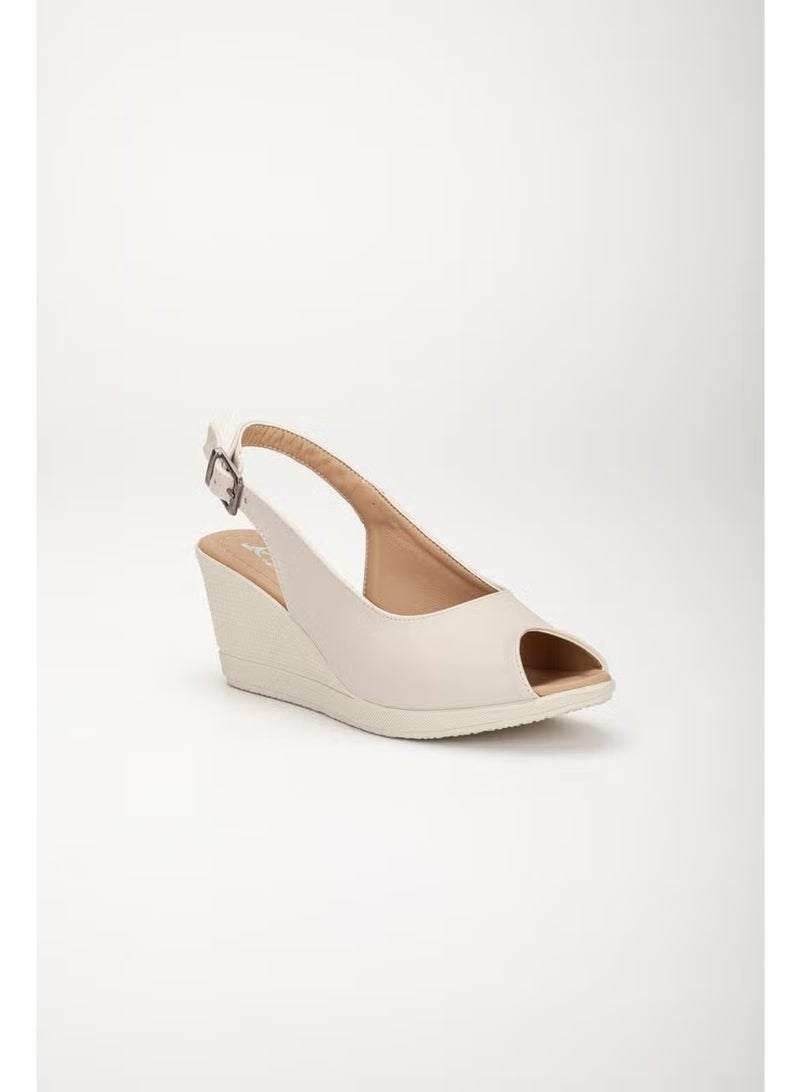 ALDO Slices Shoe Filling Sole Toe and Back Open Orthopedic Artificial Leather Beige Women's Wedge Heel Shoes - Image 4