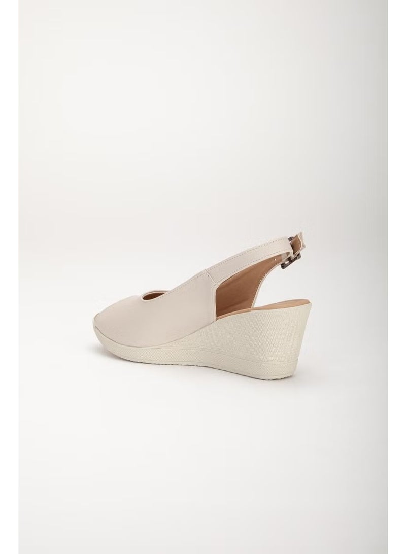 ALDO Slices Shoe Filling Sole Toe and Back Open Orthopedic Artificial Leather Beige Women's Wedge Heel Shoes - Image 5