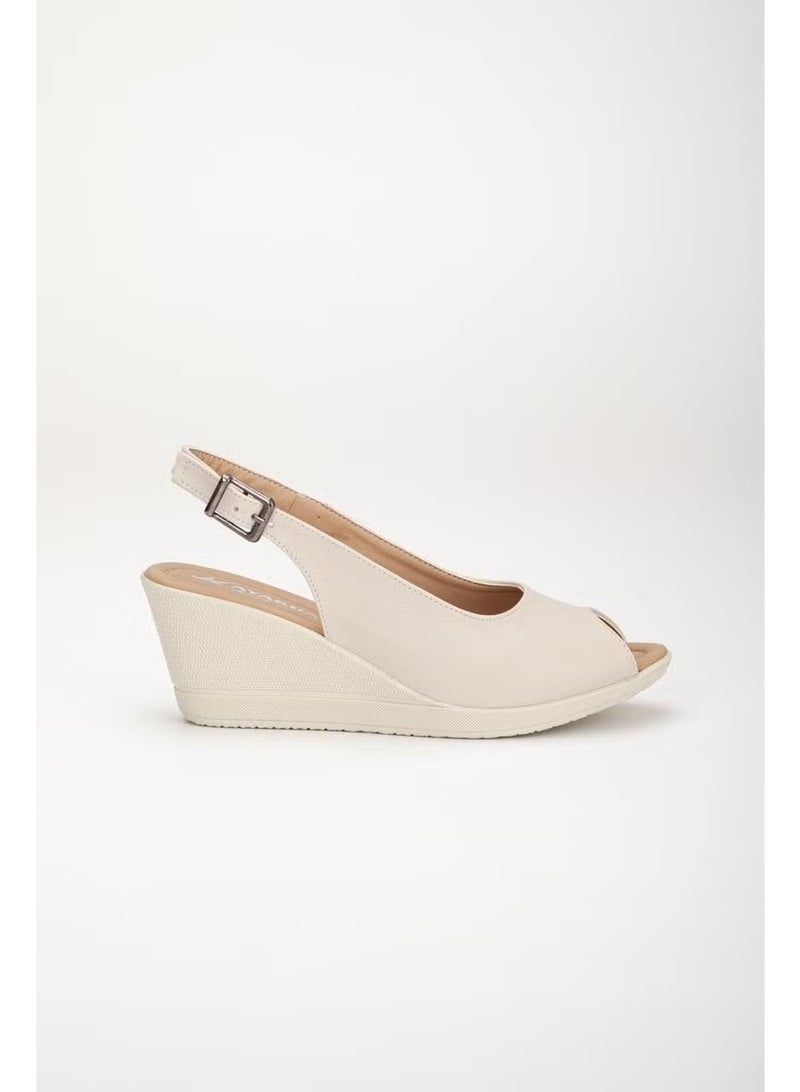 ALDO Slices Shoe Filling Sole Toe and Back Open Orthopedic Artificial Leather Beige Women's Wedge Heel Shoes - Image 3