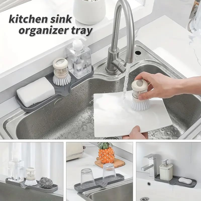 iDream Large Multi-Purpose Silicone Sink Drainer Mat – Flexible Kitchen Sink Organizer Tray for Soap, Dish Sponge, Tools Storage, and Drying, Non-Slip Silicone Holder for Countertops - Image 4