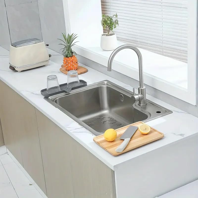 iDream Large Multi-Purpose Silicone Sink Drainer Mat – Flexible Kitchen Sink Organizer Tray for Soap, Dish Sponge, Tools Storage, and Drying, Non-Slip Silicone Holder for Countertops - Image 5